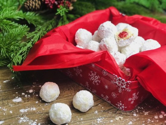 Cherry Pecan Snowball Cookies